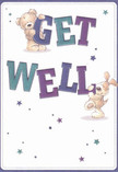 Radiating gentle optimism, this get well card comes alive with the lovable spirit of Covent Garden. Two friendly companions-a plush, golden-brown teddy and an exuberant puppy-seem to spring forth from the creamy white card, joyfully interacting with oversized, vividly shaded letters that spell out 'Get Well.' The hues of indigo and teal in the bold font call to mind colourful flower stalls along the piazza, while flecks of blue and purple stars sprinkle across the design like magic in a midsummer breeze. The artists' attention to the soft, huggable textures gives a tactile depth-almost as comforting as wrapping up in a familiar embrace on a rainy London day. This card, imbued with the welcoming warmth of Covent Garden and available to accompany a handpicked bouquet, is thoughtfully designed to offer uplift, comfort, and a genuine sense of care to anyone on the path to recovery.